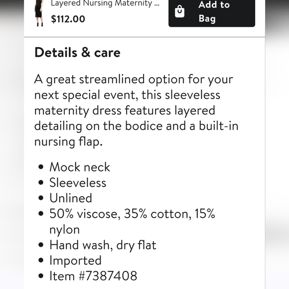 Ripe Womens Maternity Layered Nursing Flap Black Knit Dress Sz S Mock Neck Midi - Picture 11 of 11